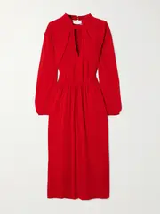 [Marie Adam-Leenaerdt] Marie Adam-Leenaerdt - Crepe Midi Dress - Red - FR 38 FR 38 Red