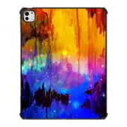 iPad Pro 13-inch (M4) iPad Impact Case CASTLES IN THE MIST Bold Magical Fantasy Space Galaxy Stars Mountains Colorful Ikat Fine Art Abstract Painting Royal Blue Orange Pink Black Modern Design