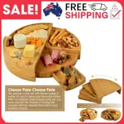 Bamboo Cheese Board with Cheese Knife Set 37cm Rotating Serving Plate Gifts