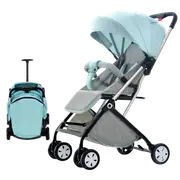 Light Blue Lightweight Compact Baby Stroller Pram Easy Fold Travel Easy Carry