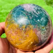 815g Natural Colourful Ocean Jasper Sphere Quartz Crystal Ball Specimen Healing