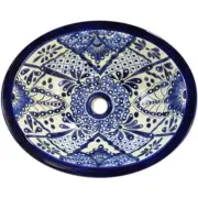 #107) MEDIUM 17x14 MEXICAN BATHROOM SINK CERAMIC DROP IN UNDERMOUNT BASIN