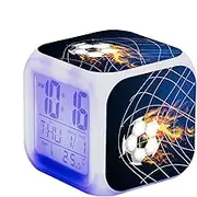 Football Clock - Kids Digital Clock - LED Football Alarm Clock | Kids Alarm Clock Boys | Color Changing USB Soccer Clock | Cube Digital Table Clock | Sport Design Clock | Football Clock for Boys