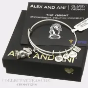 Authentic Alex and Ani The Knight Rafaelian Silver Charm Bangle CBD