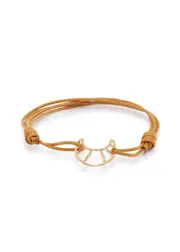 Aliita Croissant 9kt Gold and Cord Bracelet - Brown - One Size One Size