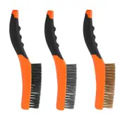 Stainless Steel Carbon Brass Anti Slip Wire Brush 260mm - 3pcs
