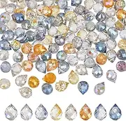 [HOBBIESAY] 144 Pieces 8 Colours Clear Glass Beads in Teardrop Shape 8 mm Top Drilled Drop Spacer Beads Water Drops Faceted Pearl Smooth Seed Beads for Bracelets Necklaces Earrings