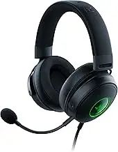 Razer Kraken V3 Gaming Headset, USB THX 7.1, Surround Sound, Triforce Titanium 50mm Driver, Uni-Directional Microphone, Hybrid Material, Leatherette Memory Foam Cushion, Chroma RGB Compatible,