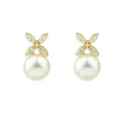 Bloomingdale's Fine Collection Cultured Freshwater Pearl & Diamond Stud Earrings in 14K Yellow Gold