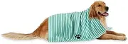 Bone Dry Pet Grooming Towel Collection Absorbent Microfiber X-Large, 41x23.5, Striped Aqua