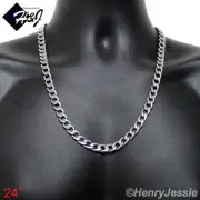 24"MEN's Stainless Steel 8.5mm Silver Cuban Curb Link Chain Necklace