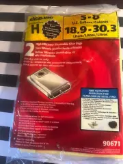 Pack of 2 Shop Vac High Efficiency Disposable Filter Bags Type H 5-8 Gallons