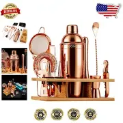 Elegant 11-Piece Stainless Steel Bartender Kit with Velvet Bag & Wooden Stand