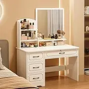 Dressing Table with Mirror Vanity Desk Makeup Dressing Table White (A)