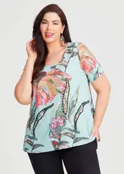 [TS] Taking Shape Sorbet Cotton Modal Top Size 14 in Print - Plus Size Women's Clothing Print