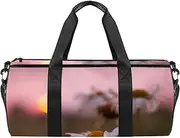 EGGDIOQ White Petaled Flowers Designed Travel Duffel Bag Luggage Tote Bag Gym Sports Bag for Man Women