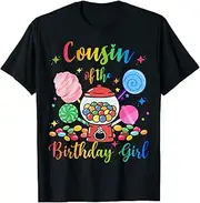[X.Style] Cousin of The Birthday Girl Sweet Candy Birthday Party Theme ds273 T-Shirt (S) Black