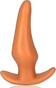 Plugs Super Soft Liquid Silicone Butt Plug with Safety Base, Gold Dildo Vagina Dilator Expander Masturbation Sex Toy for Men and Women (XL)