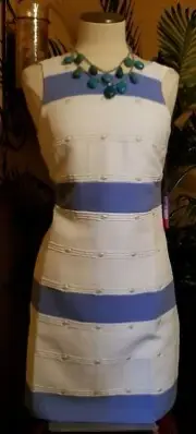 Vince Camuto NWT $138 6 VCOM1530 sky blue white striped women 's shift dress