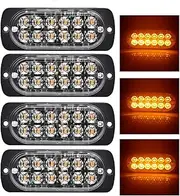 HRISGF Led Strobe Lights Super Bright 12 LEDs Car Truck Slim Flash Light Bar Car Vehicle Emergency Warning Strobe Lamps (4pcs-12LED-amber)