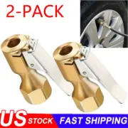 1/4" Inflator Air Chuck Closed Flow Tire Chuck w/ Lock On Clip Heavy Duty 2PACK