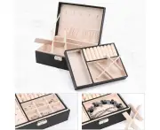 Jewelry Organizer Case Box Holder Storage Earring Ring Velvet Display Leather