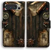 Vintage Compass Treasure Chest Theme Print Flip Wallet Phone Case for Google Pixel Phone Series (Google Pixel 6a)