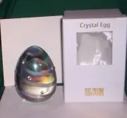 OLEG CASSINI CRYSTAL EGG Blue Green Iridescent Paperweight New in Box