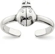 [JewelryWeb] 925 Sterling Silver Solid Artisan Oxidized Antiqued Ladybug toe ring