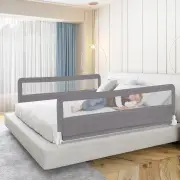 CostwayFoldable Mesh Bed Rail with Safety Straps for Toddlers-Grey