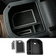 [CDEFG] Compatible with VW T-ROC 2018-2023 2024 Centre Console Armrest T ROC Storage Box with Non-Slip Mat Car Centre Console Organiser Tray T ROC 2022 Accessories (White)