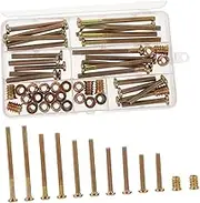25-Piece M6x15mm Zinc-Plated Steel Threaded Inserts Nut Bolt Assortment Kit Flat Head Bolt Head Screws Bolts for Furniture DIY Projects