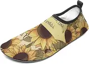 [BTCOWZRV] Water Shoes for Women Men Happy Mother's Day Sunflower Water Sports Shoes Slip-on Breathable Lightweight Athletic Aqua Sock