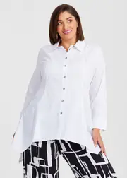 [TS] Taking Shape Cotton Stretch Drawcord Shirt Size 24 in White - Plus Size Women's Clothing White