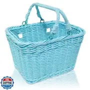 Aikolesa Picnic Basket with Handles, Small Woven Wicker Basket for Kid Blue G
