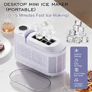 Portable Mini Ice Maker – Fast 10-15 Min Ice Making, 8 Cubes/Cycle, Compact Quiet, Crystal Solid Ice, Easy to Clean, Ideal for Home, Office, or Parties