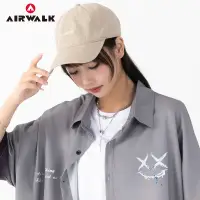 在飛比找蝦皮購物優惠-男装 Airwalk惡魔笑臉印花短袖男女同款寬松冰絲襯衫情侶