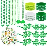 34 Pcs St. Patrick's Day Party Favor Set with Shamrock Necklaces, Clover Glasses