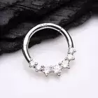 14 Karat Gold Cascading Multi-Gem Prong Set Lined Seamless Clicker Hoop Ring