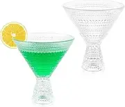 Luminthra Set of 2 Stemless Martini Glasses, 8oz Margarita and Cosmopolitan Glassware, (2 SET)