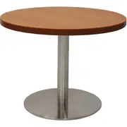 Rapidline Round Coffee Table D600 x H425mm Cherry Top Stainless Steel Disc Base