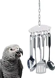 Bird Chew Toy For Parrot, Parrot Bird Toy, Stainless Steel Bird Toy, Parrot Gnawing Toy, Bird Spoon Ring Toy, Bird Chew Toys For Conures, Parrot Scoop Toy, Toy For Parrots, Parrot Toys For Finches