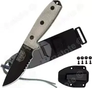 ESEE Model 3 Black Blade Serr Edge Glass Breaker BLK Sheath MOLLE Back 3MIL-P-B