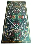 Green Marble Dining Table Top Multicolour Stone Inlay Work Sofa Table for Hotel