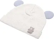 [Ipetboom] Cute Bear Baby Hat Newborn Cotton Hat for Boys Girls Soft Satin Sleep Cap Grey