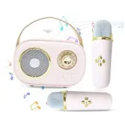 Mini Karaoke Machine,Karaoke Machine for Kids and Adults,Mini Pink-2 Mic