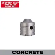 Milwaukee Coring Drill Bits 2-9/16"D Carbide Coring Bit SDS Plus BS 20% Faster