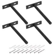 4Pcs 5 Inch Wall Mounting Floating Shelf Bracket Blind Shelf Support, Black