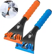 Qoosea 2 Pack Ice Scrapers for Car Windshield 10’’ Ice Snow Frost Removal Scraper with Foam Handle Ice Scraper for Truck SUV Car Window (Blue& Orange)