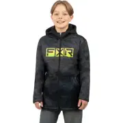 FXR Snowmobile Youth Hydrogen Softshell Jacket - Black Ripple/Glow Stick